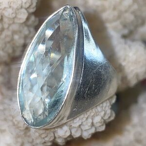 Sparkly Aqua blue Topaz teardrop ring
